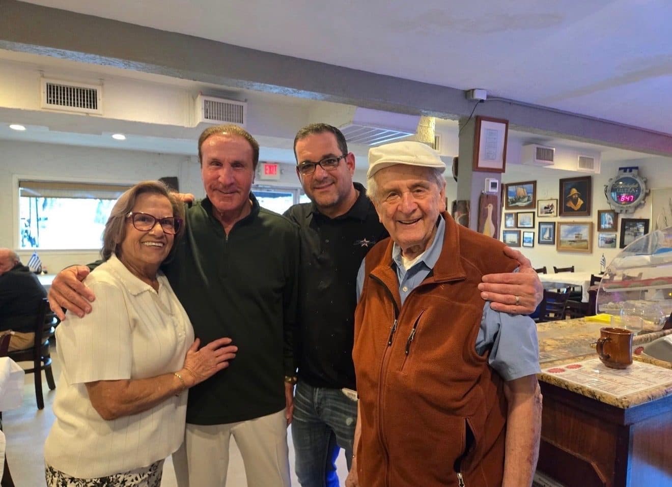 Two generations of the Psarovarkas family at the cafe